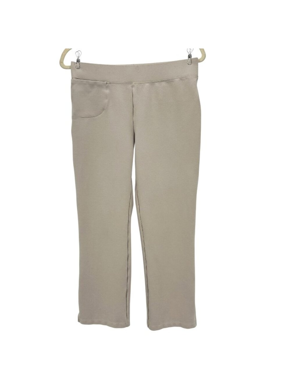 Quince Womens Medium Pants Ultra Stretch Ponte Kick Flare Pants Cropped Beige